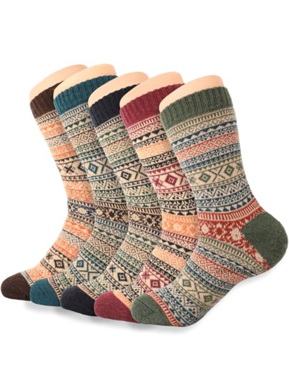 Wool Blend Winter Warm Thick Knit Crew Cabin Cozy Socks 5 Pairs